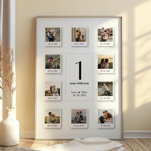 Aangepaste polaroidlijst verjaardagssjabloon, eenjarig jubileumcadeaus voor hem en haar, cadeau voor vriend en vriendin, digitale download