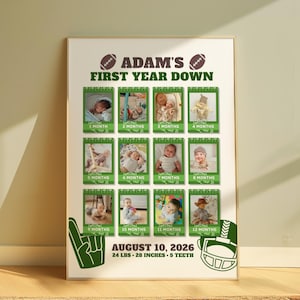 First Year Down Birthday Sign Template, 1 Year Old Birthday Gifts for Boy, Custom 1st Birthday Photo Collage Frame Poster, Digital Download