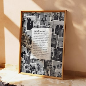 Regali personalizzati per il primo anniversario per lui e per lei / Modello di cornice per collage fotografico per l'anniversario / Regalo per fidanzato e fidanzata / Digitale