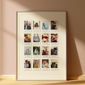 Custom Polaroid Photo Collage Frame Anniversary Wall Art, 1 Year Anniversary Gift for Boyfriend or Girlfriend, One Year Dating Gift