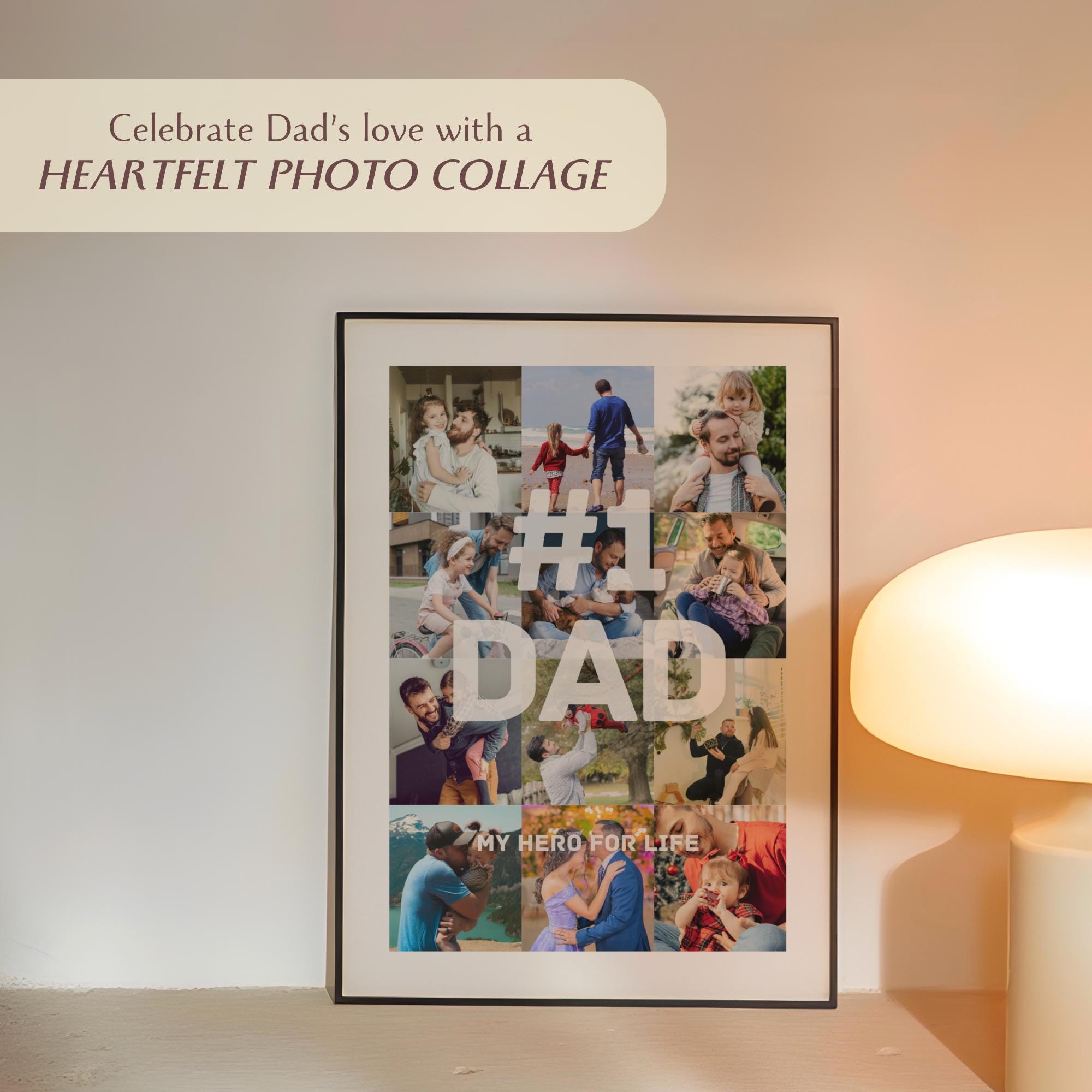 Custom Photo Collage Fathers Day Wall Art, Fathers Day Gift for Dad ...