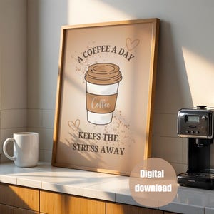 Cute coffee digital wall art, bold print, digital download, printable sheet, decor, coffee, unique, wall art, decorative, stylish, cute