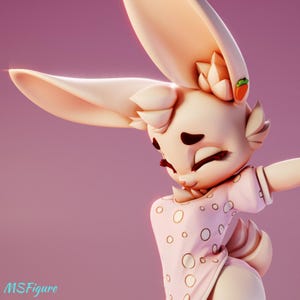 Bunny Marning Figure, 3D Painted Figures, Action Figurines, Miniature Scupulture, Gift Figurine