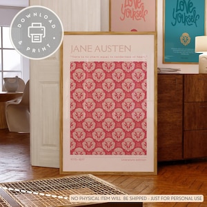 Jane Austen Book Emma Austen Art Book Wall Art Austen Quote Literature Gift for Book  inspirational print quote wall art self love PINK