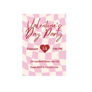 Invitación personalizable a cuadros para fiesta de San Valentín