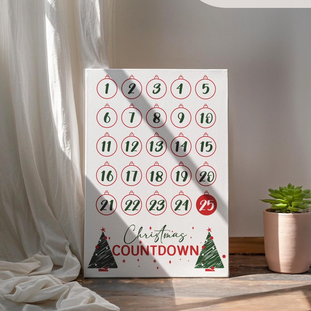 Christmas Countdown Canvas Print, Holiday Wall Decor - Etsy
