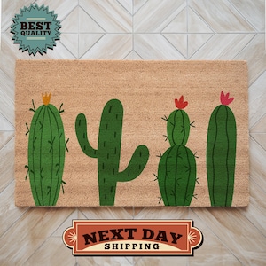 Boho Cactus Doormat, Desert Vibes Welcome Mat, Modern Outdoor Decor