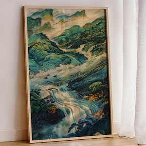 Hokusai Ukiyo-e Japanese Waterfall Wall Art, Hokusai Wall Art, Waterfall Wall Art, Japanese Wall Art, Asian Wall Art, Housewarming Gift