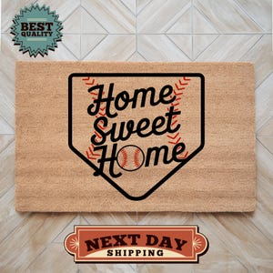 Baseball Home Sweet Home Doormat, Baseball Doormat, Home Doormat, Welcome Mat, Family Gift, New Home Gift, Outdoor Mat, Front Door Decor