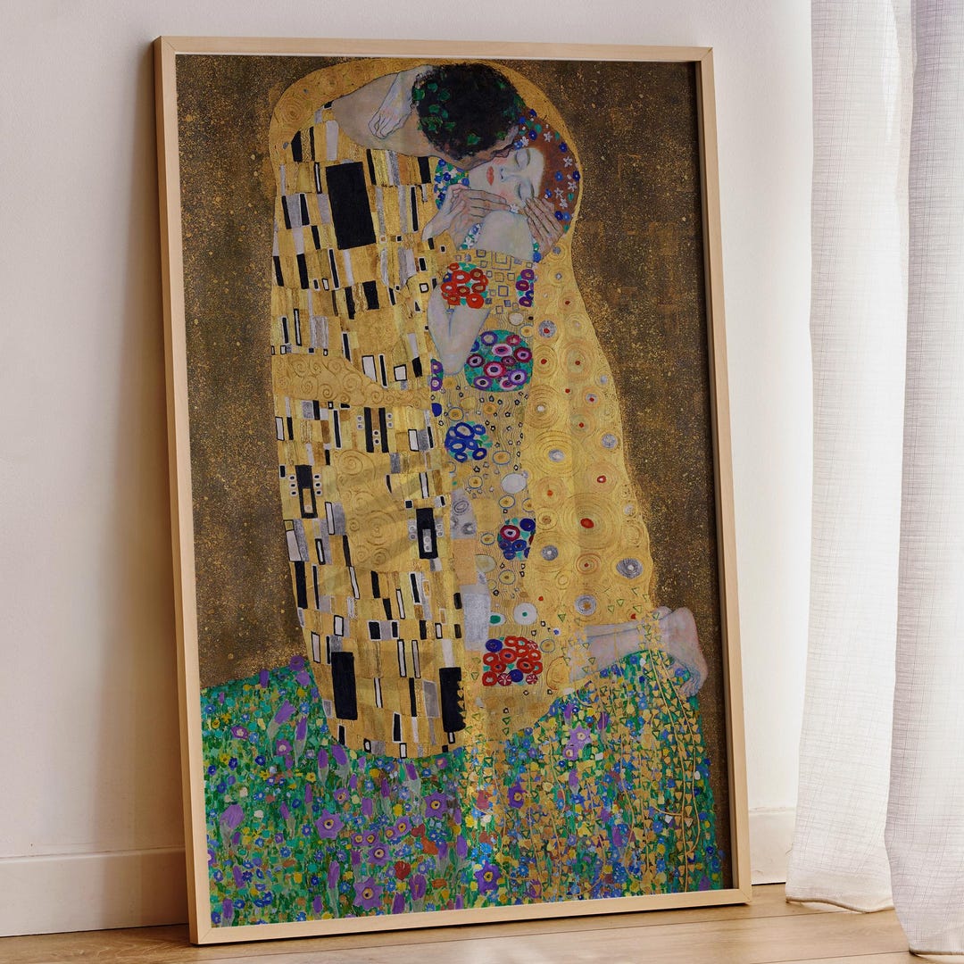 The Kiss by Gustav Klimt Wall Art, Romantic Wall Decoration, Home Wall ...