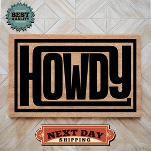 Howdy Doormat, Front Door Decor, Welcome Mat, Entryway Decor, Western Doormat, Housewarming Gift, Porch Decor, Front Door Mat, Western Decor