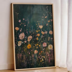 Wildflower Field Art, Landscape Wall Art, Home Decoration, Housewarming Gift, Farmhouse Decor, Botanical Wall Art, Framed Canvas Print