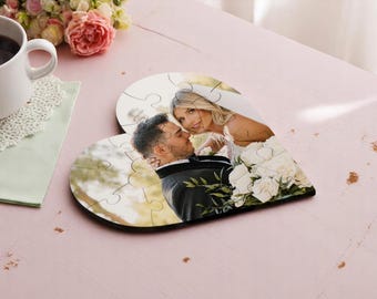 Personalized Photo Puzzle, Custom Heart Puzzle, Couple Keepsake