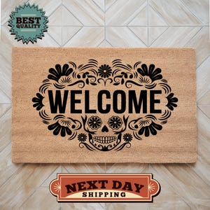 Sugar Skull Welcome Doormat, Halloween Home Decor