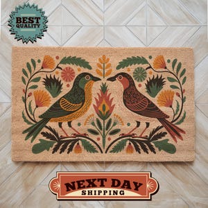 Floral Doormat, Welcome Mat, Unique Gift, Coir Doormat, Outdoor Decor, Patio Decor, Gift For Her, Colorful Doormat, Floral Home Decor