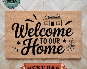Welcome To Our Home Doormat, Front Door Decor, Welcome Mat, Outdoor Mat, Outdoor Decor, Closing Gift, Porch Decor, Cute Doormat, Home Gift