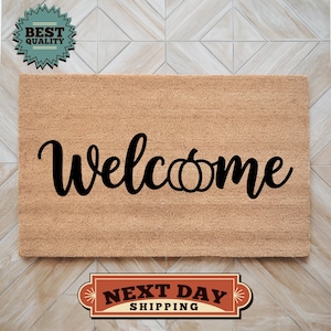 Pumpkin Welcome Mat, Pumpkin Doormat, Fall Doormat, Doormat for Fall, Welcome Mat, Fall Farmhouse Decor, Housewarming Gift, Porch Decor