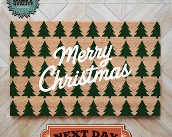 Merry Christmas Doormat, Holiday Porch Decor