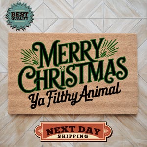 Merry Christmas Ya Filthy Animal Doormat, Christmas Doormat, Housewarming Gift, Welcome Mat, Merry Christmas, Front Door Decor, Home Gift