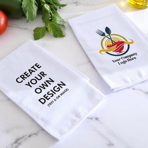 Custom Dish Towel, Kitchen Towel, Kitchen Decor, Housewarming Gift, Hand Towel, Personalized Gift, Custom Name Gift, Custom Logo Dish Towel