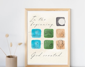 Days of Creation Digital Art Print | Minimal Wall Decor | Christian Art