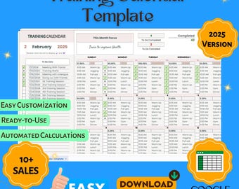 Trainingskalendersjabloon, bewerkbare fitnessplanner voor trainingsplanning, aanpasbare trainingstracker, personal trainer en gebruik in de sportschool