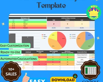 Financial Risk Analysis Template, Editable Risk Assessment Tool, Google Sheets Financial Tracker, Risk Management Template for Businesses