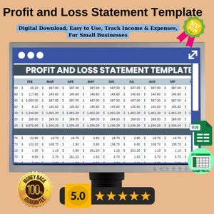 Profit and Loss Statement Template: Google Sheets (Digital Download)