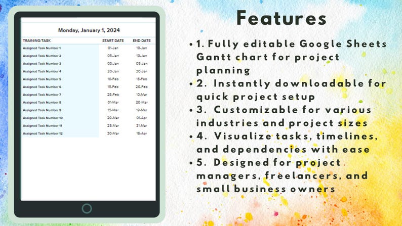 Project Management Gantt Chart Template | Editable Google Sheets ...