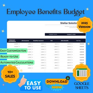 Employee Benefits Budget Template: Google Sheets (Digital Download)