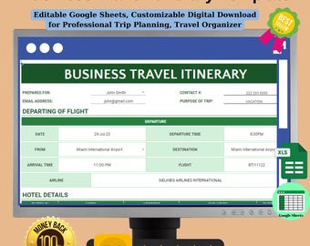 Business Travel Itinerary Template: Editable Google Sheets (Digital Download)