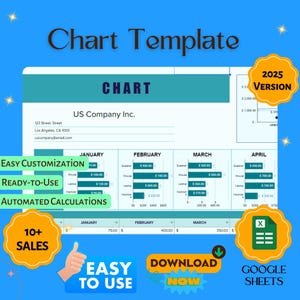 May include: A blue and green chart template for Google Sheets with the title "Chart Template" and the text "US Company Inc." The chart is divided into four sections, each representing a month of the year: January, February, March, and April. The chart shows the sales of different products, such as speakers, laptops, and keyboards. The chart also includes a legend that explains the different colors used in the chart. The template is easy to customize and use, and it includes automated calculations. The template is available for download now.
