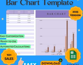 Plantilla editable de gráfico de barras para Google Sheets y Excel, visualización de datos, informes empresariales, gráficos personalizables, herramientas de presentación