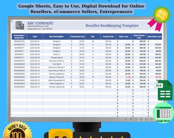 Sjabloon voor resellerboekhouding: bewerkbare Google Spreadsheets (digitale download)