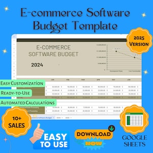 E-commerce Software Budget Template Google Sheets, Online Business Expense Tracker for SaaS, Website Hosting, Payment Processing