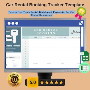 Car Rental Booking Tracker Template, Editable Google Sheets Template, Track Rental Bookings & Payments, For Car Rental Businesses