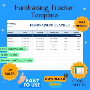 Fundraising Tracker Template - Donation & Pledge Management Spreadsheet for Nonprofits, Charities, and Fundraising Campaigns