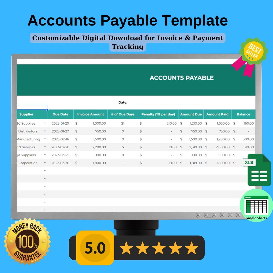 Sample Payable Tracker Accounts Payable Template, Editable Google Sheets Invoice & Payment ...