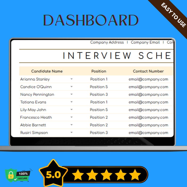Interview Schedule Tracker Template, Editable Google Sheets, HR ...