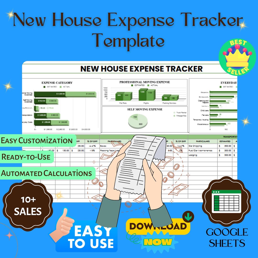 New House Expense Tracker Template, Google Sheets, Editable Home Budget ...
