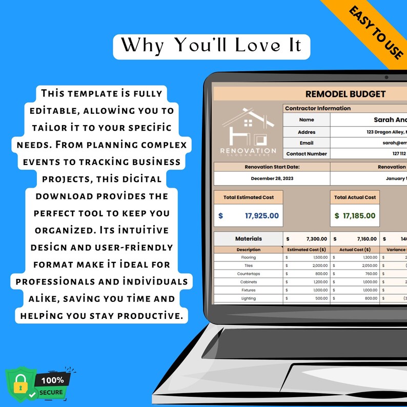 Remodel Budget Template: Editable Google Sheets Cost Tracker (digital ...