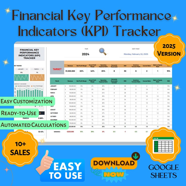 Financial KPI Tracker Template for Business Performance Dashboard ...