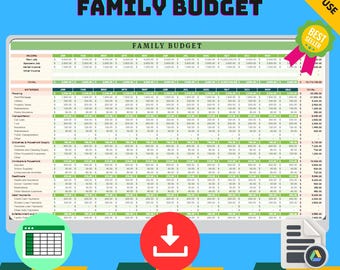 Family Budget Template, Editable Google Sheets Finance Tracker for Household Expenses and Personal Budget Planning