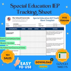 Special Education IEP Tracking Sheet Template, Individualized Education Plan Monitoring Spreadsheet