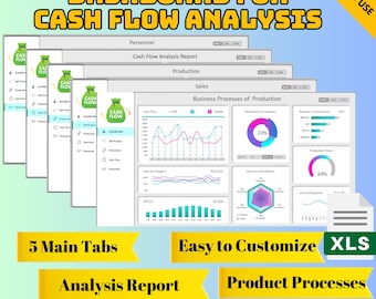 Cash Flow Dashboard Excel Template, Business Finance Spreadsheet, Editable Budget Tracker, Small Business Accounting Tool, Financial Planner