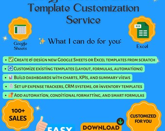 Servicio de diseño, configuración y personalización de hojas de cálculo de Google Sheets personalizadas, configuración de hojas de cálculo y paneles de control, automatización y seguimiento de KPI.