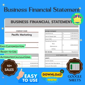Financial Statement Template: Income, Expense & Profit Tracker (Digital Download)