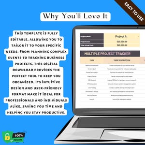 Multiple Project Task Tracker Template, Editable Google Sheets, Project Management Tool for Tracking Multiple Tasks