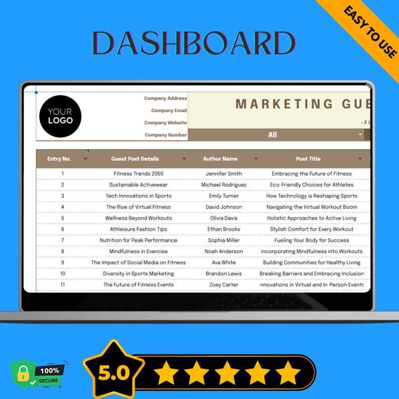 Guest Post Tracker Template Marketing Outreach Planner (google Sheets