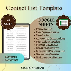 Google Sheets Contact List Template: Business & Personal (Digital Download)